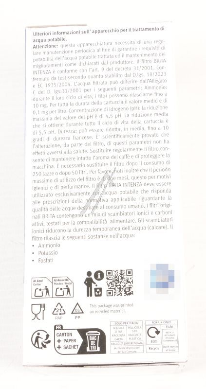 17008835 WASSERFILTER BRITA INTENZA FÜR KAFFEEVOLLAUTOMATEN INHALT: 1X WASSERFILTER